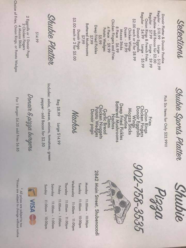Shubie Pizza - East Hants, NS menu_pic