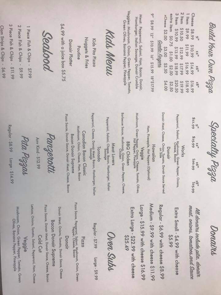Shubie Pizza - East Hants, NS menu_pic