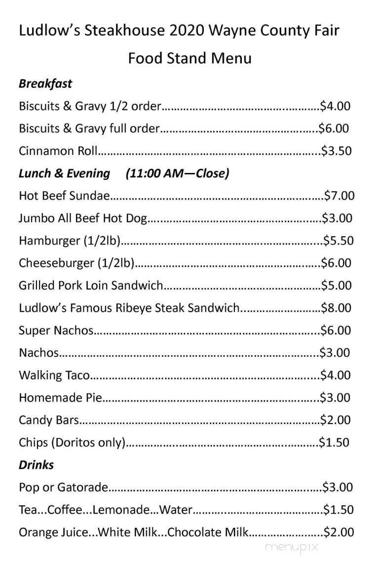 Ludlow's Steakhouse & Lounge - Corydon, IA menu_pic