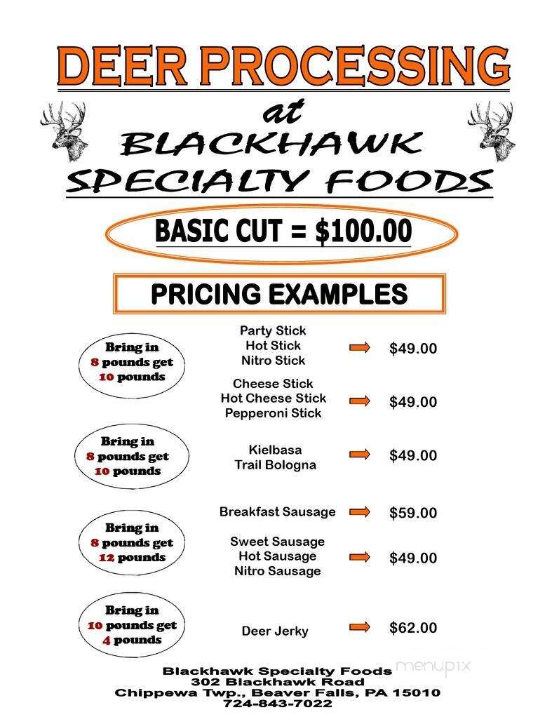Blackhawk Specialty Foods - Beaver Falls, PA menu_pic