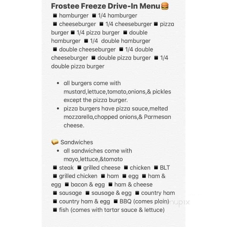 Frostee Freeze Drive-In - Tazewell, TN menu_pic