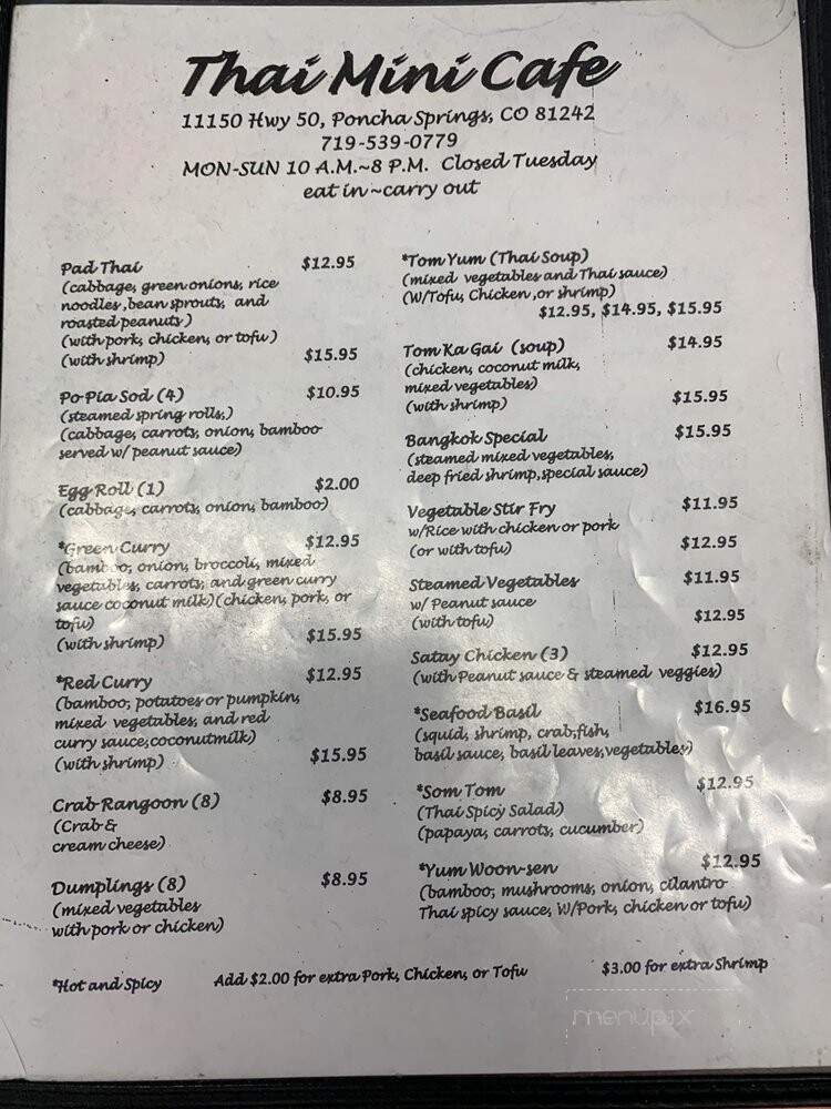 Thai Mini Cafe - Poncha Springs, CO menu_pic