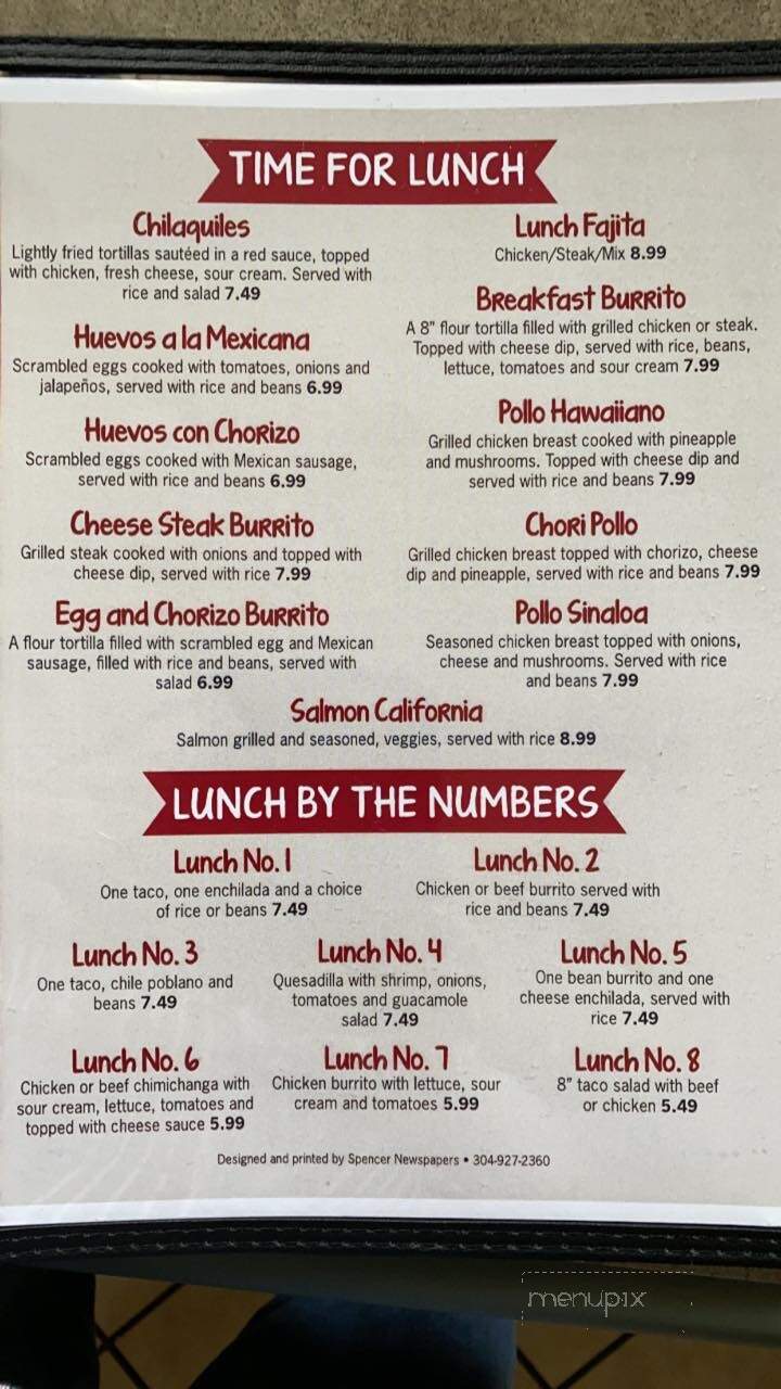 La Finca - Spencer, WV menu_pic