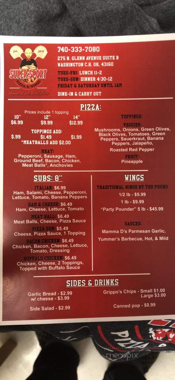 Super Sport Pizza And Wings - Washington Court House, OH menu_pic