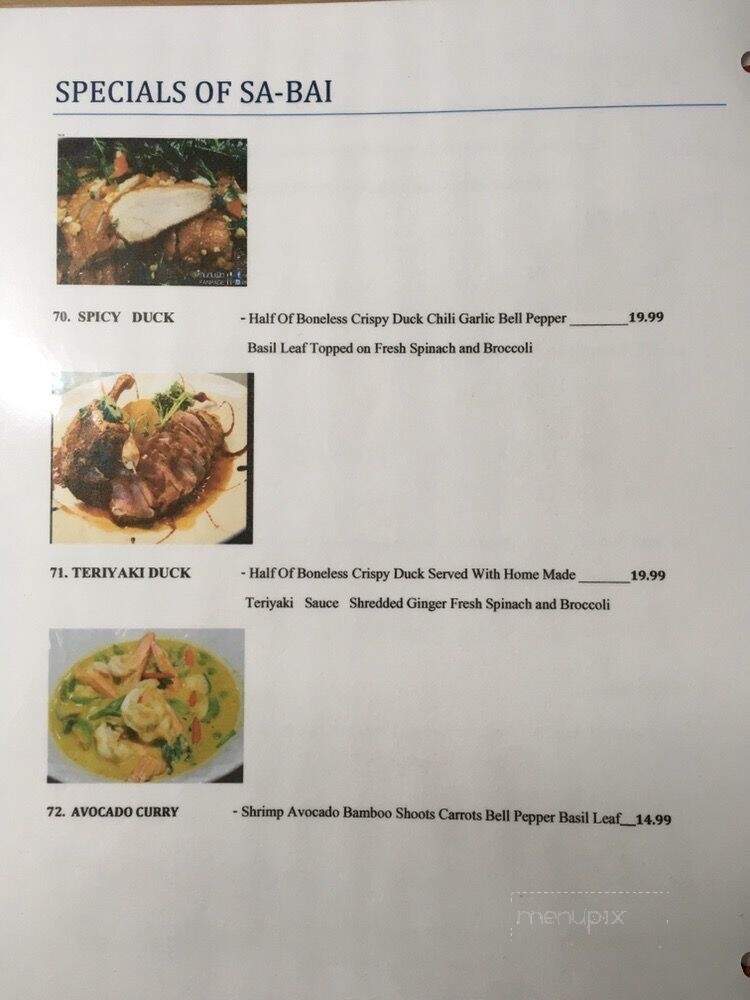 Sabai Thai Bistro - Bullhead City, AZ menu_pic