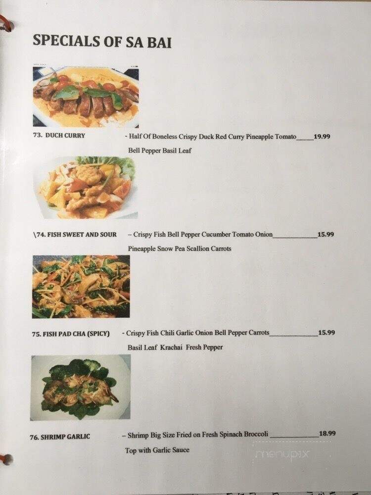 Sabai Thai Bistro - Bullhead City, AZ menu_pic