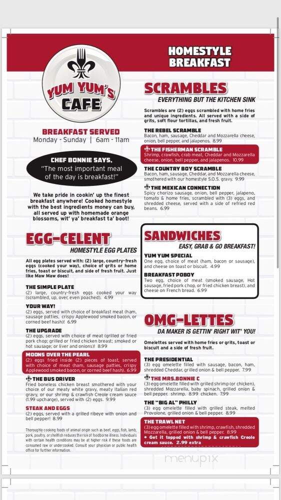 Yum Yums Cafe - Pearl River, LA menu_pic