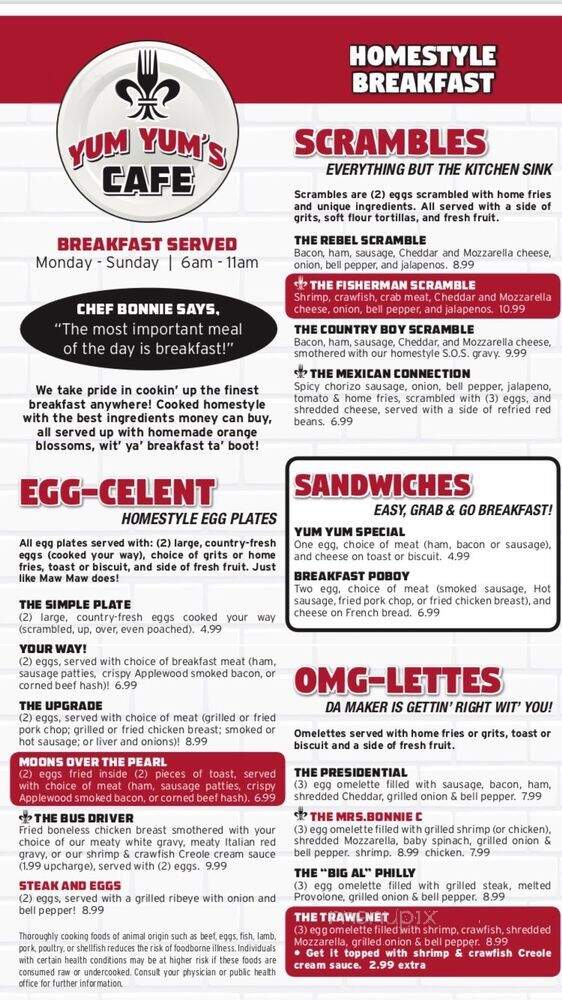 Yum Yums Cafe - Pearl River, LA menu_pic