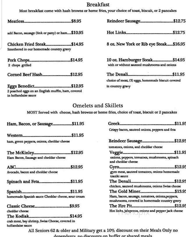 Denali Family Restaurant - Wasilla, AK menu_pic