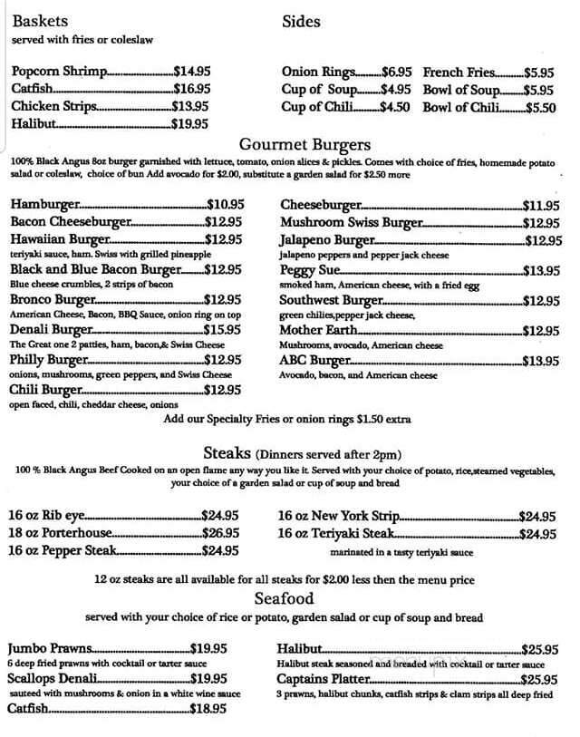 Denali Family Restaurant - Wasilla, AK menu_pic