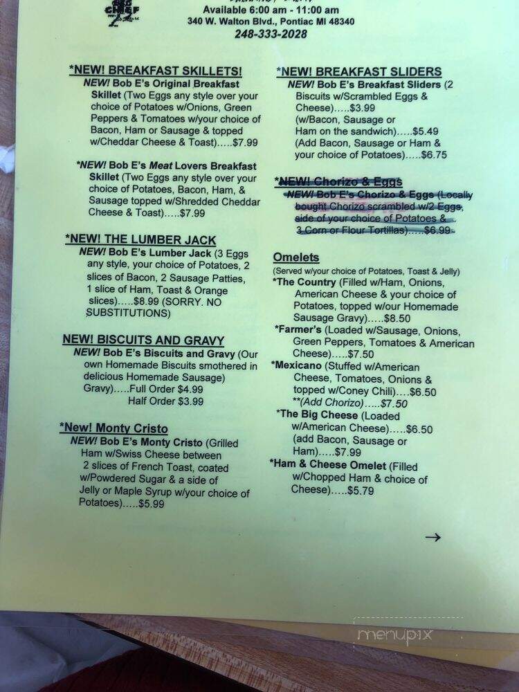 Bob E's Super Chief - Pontiac, MI menu_pic
