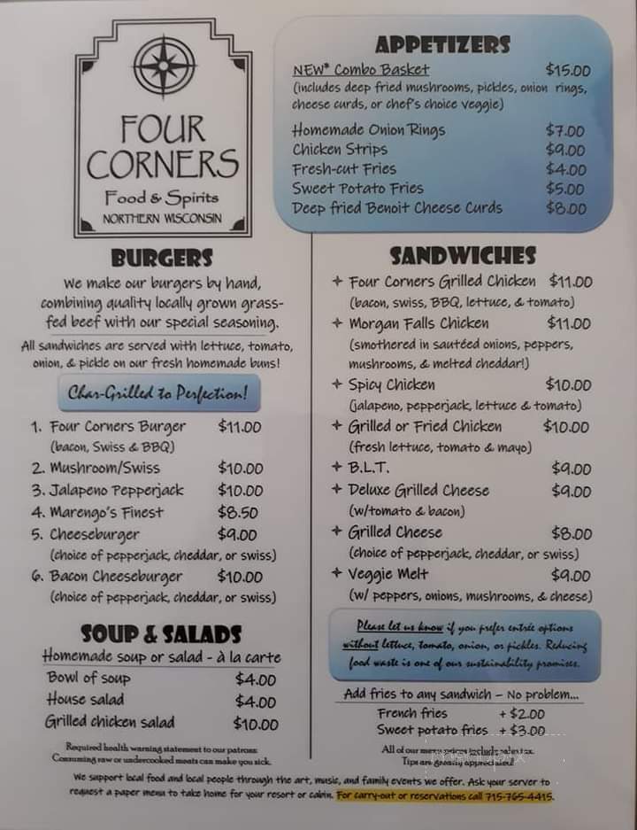 Four Corners Saloon - Mason, WI menu_pic