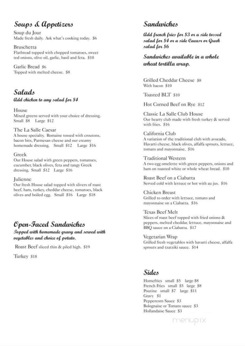 Cavelier Room - Kingston, ON menu_pic