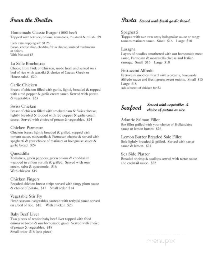 Cavelier Room - Kingston, ON menu_pic