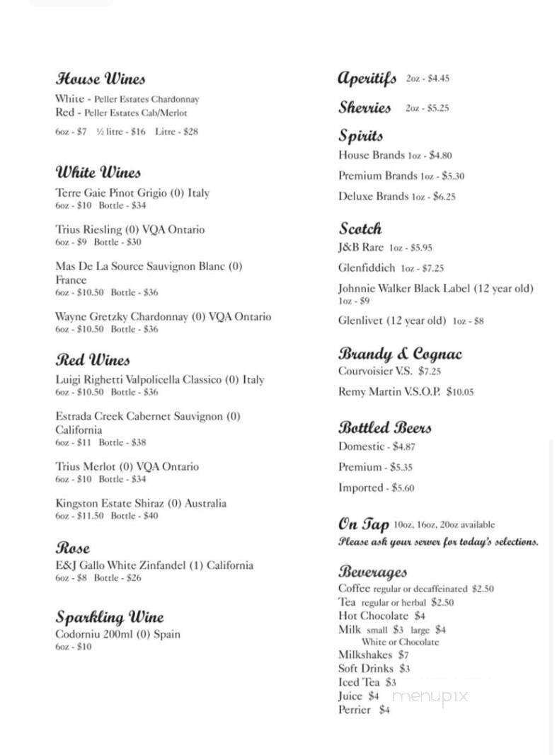 Cavelier Room - Kingston, ON menu_pic