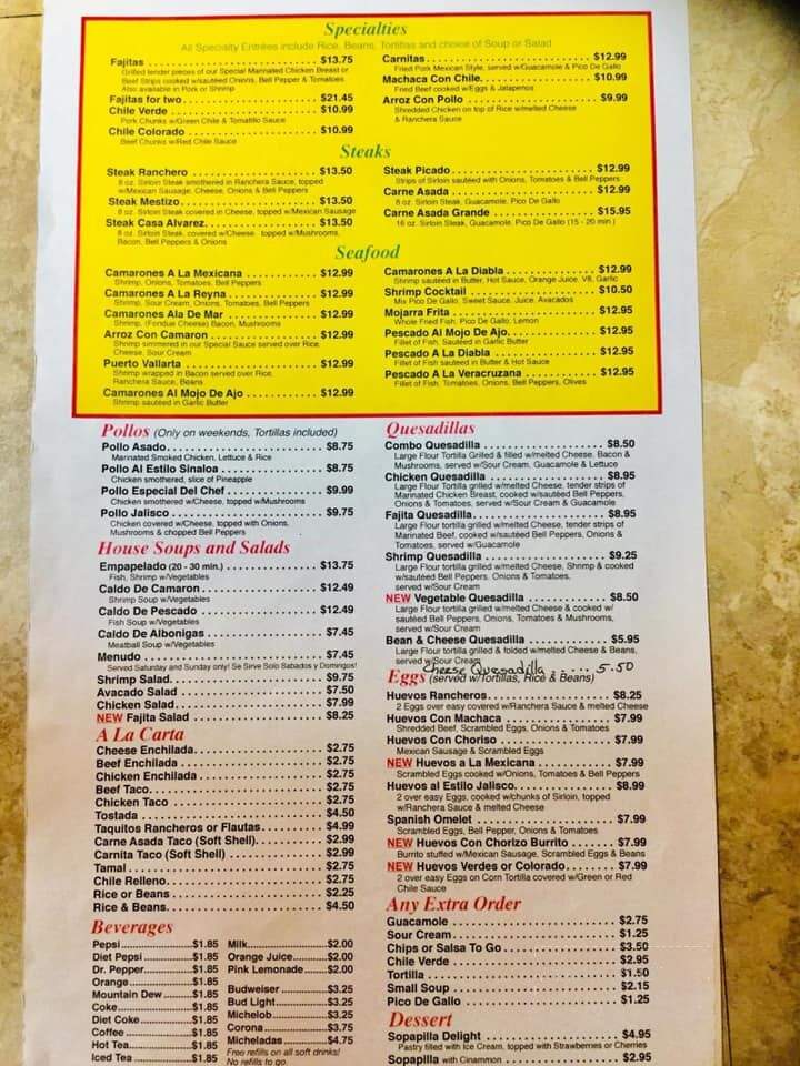 Casa Alvarez - Dodge City, KS menu_pic