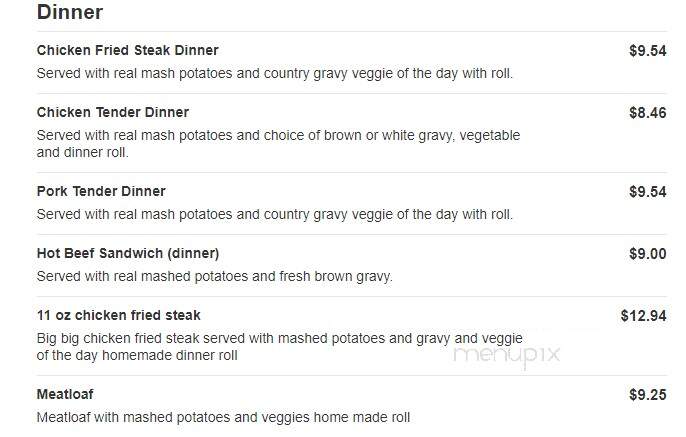 B & B Country Cafe - Iola, KS menu_pic