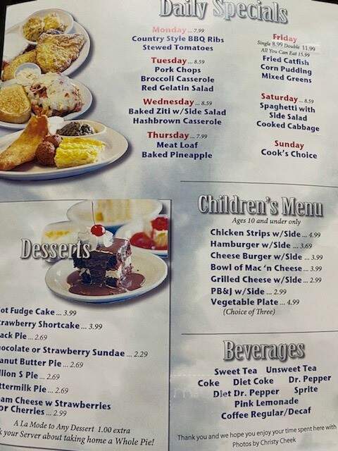 Champs Country Cooking - McDowell, KY menu_pic