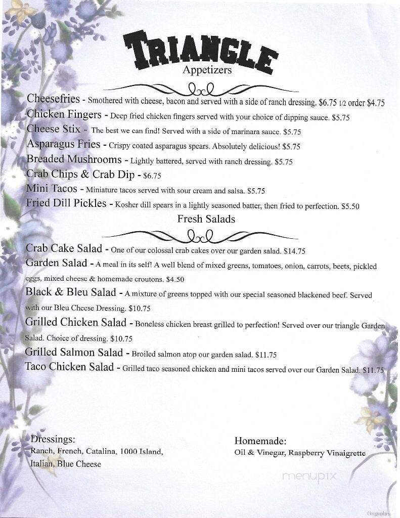 Tri-Angle Restaurant - Hancock, MD menu_pic