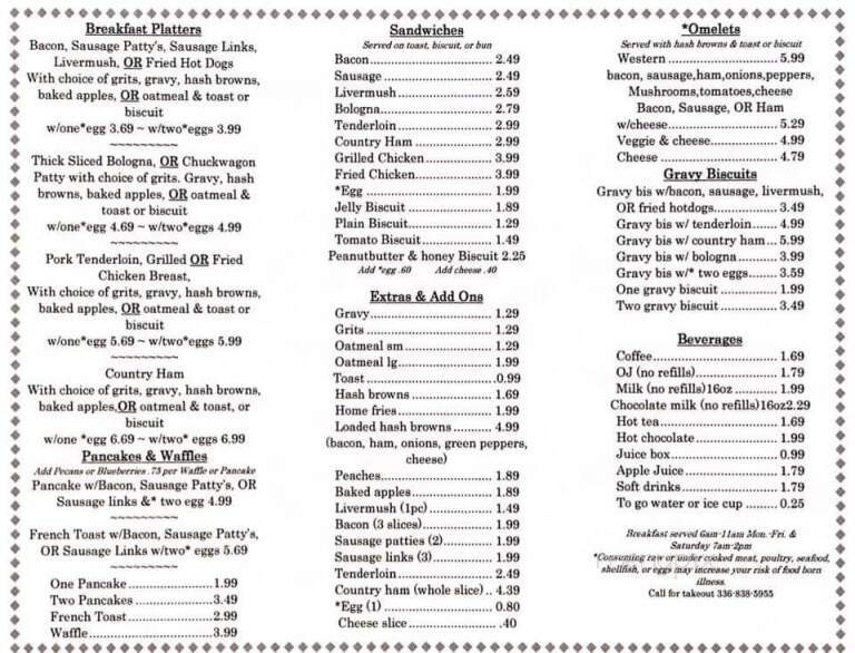 Moravian Falls Grill - Wilkesboro, NC menu_pic