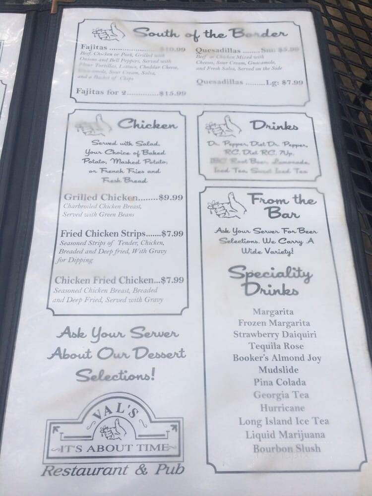 Val's It's About Time - Altus, OK menu_pic