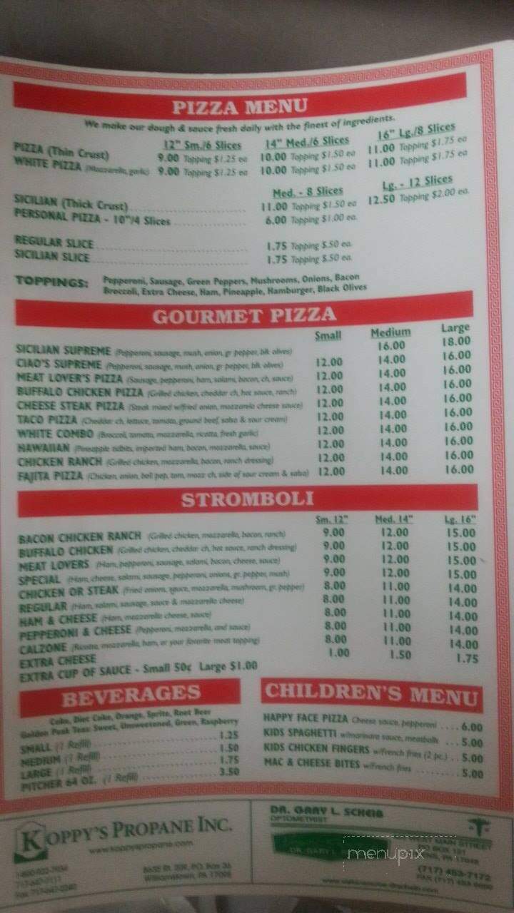 Ciao's Pizza & Italian Rest - Lykens, PA