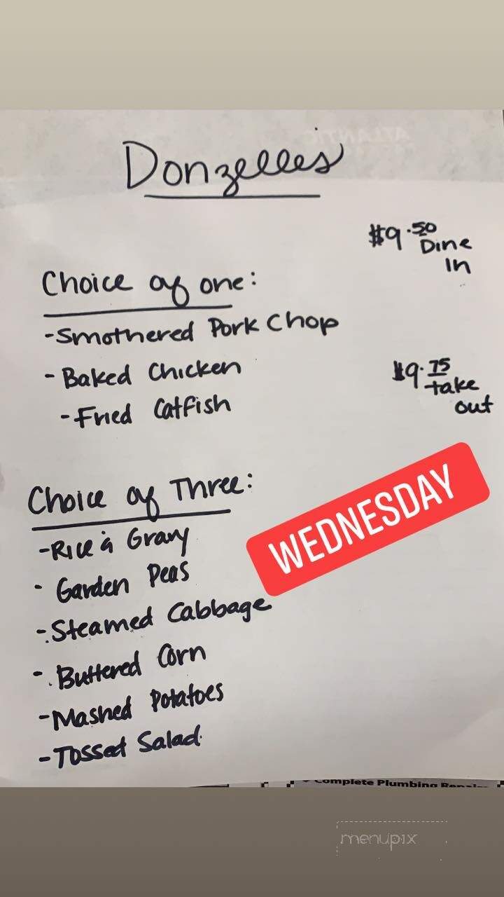Donzelle's Restaurant - Conway, SC menu_pic