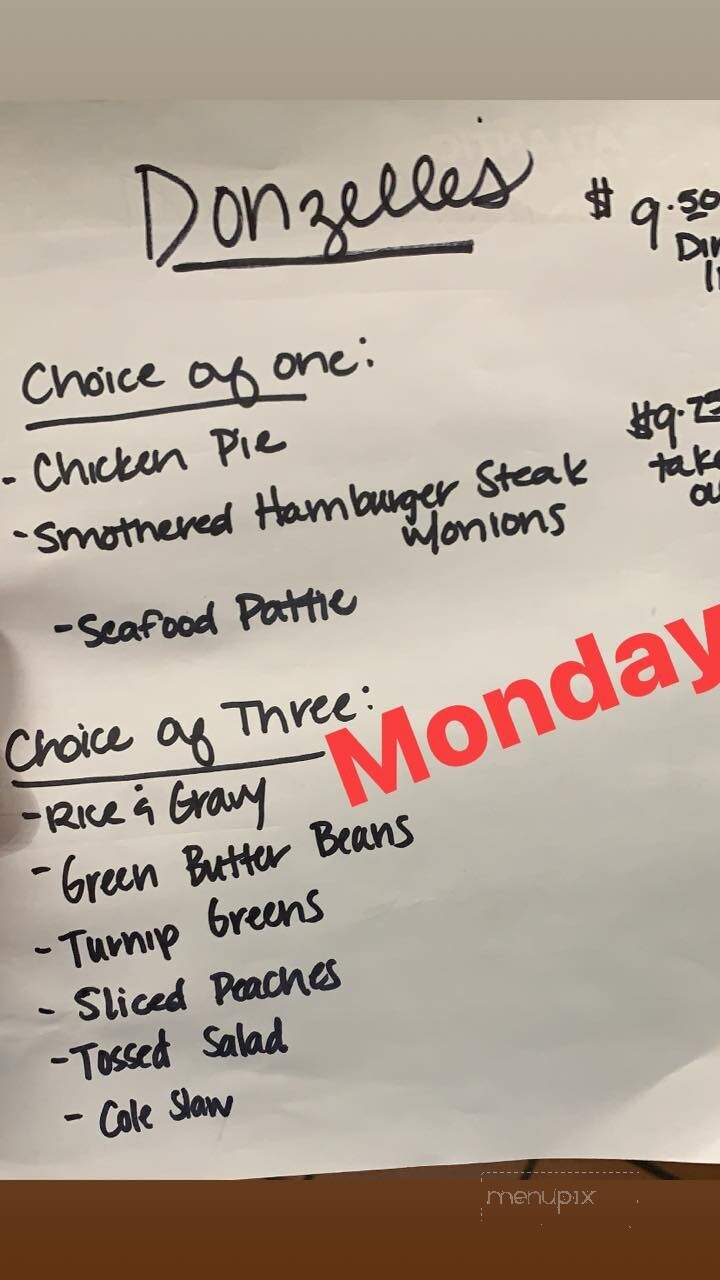 Donzelle's Restaurant - Conway, SC menu_pic