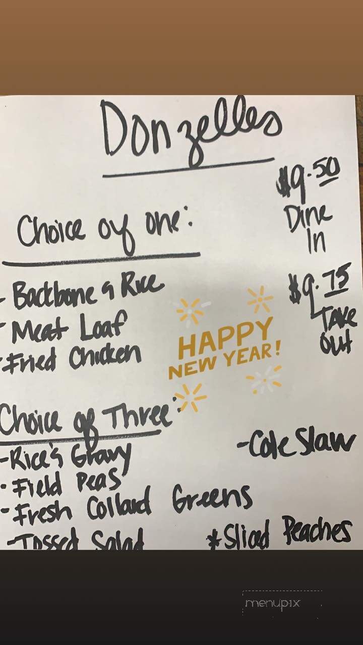 Donzelle's Restaurant - Conway, SC menu_pic