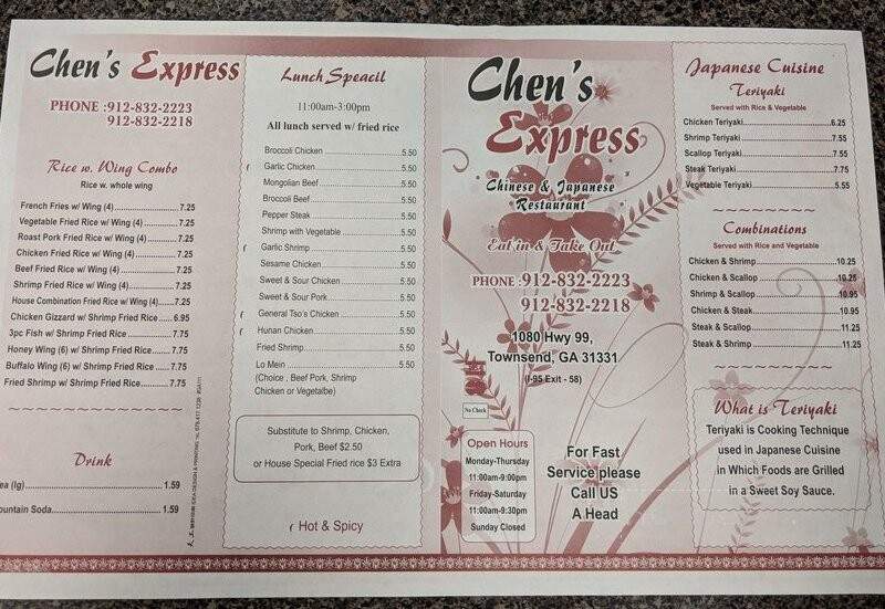 Chen Express - Darien, GA menu_pic