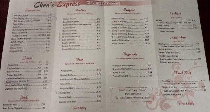 Chen Express - Darien, GA menu_pic