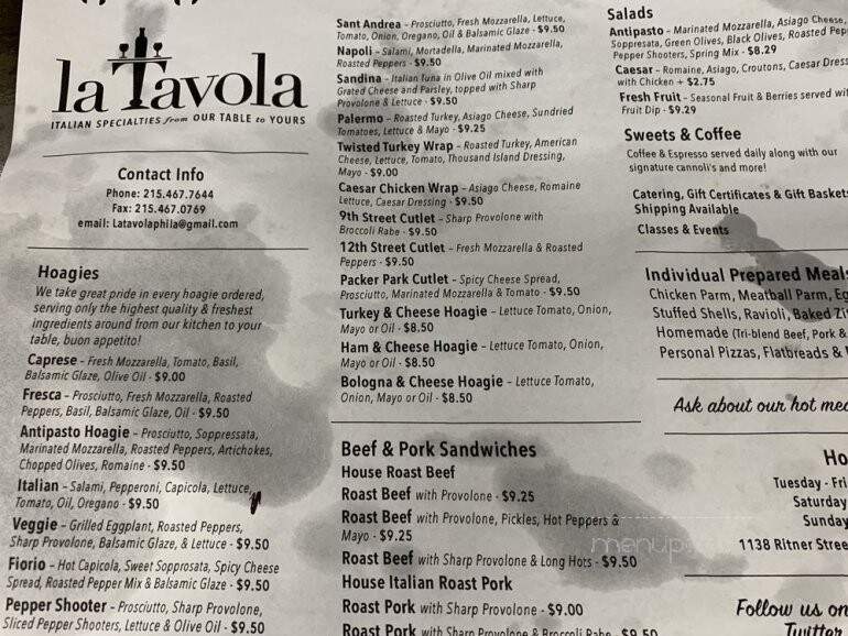 La Tavola - Philadelphia, PA menu_pic