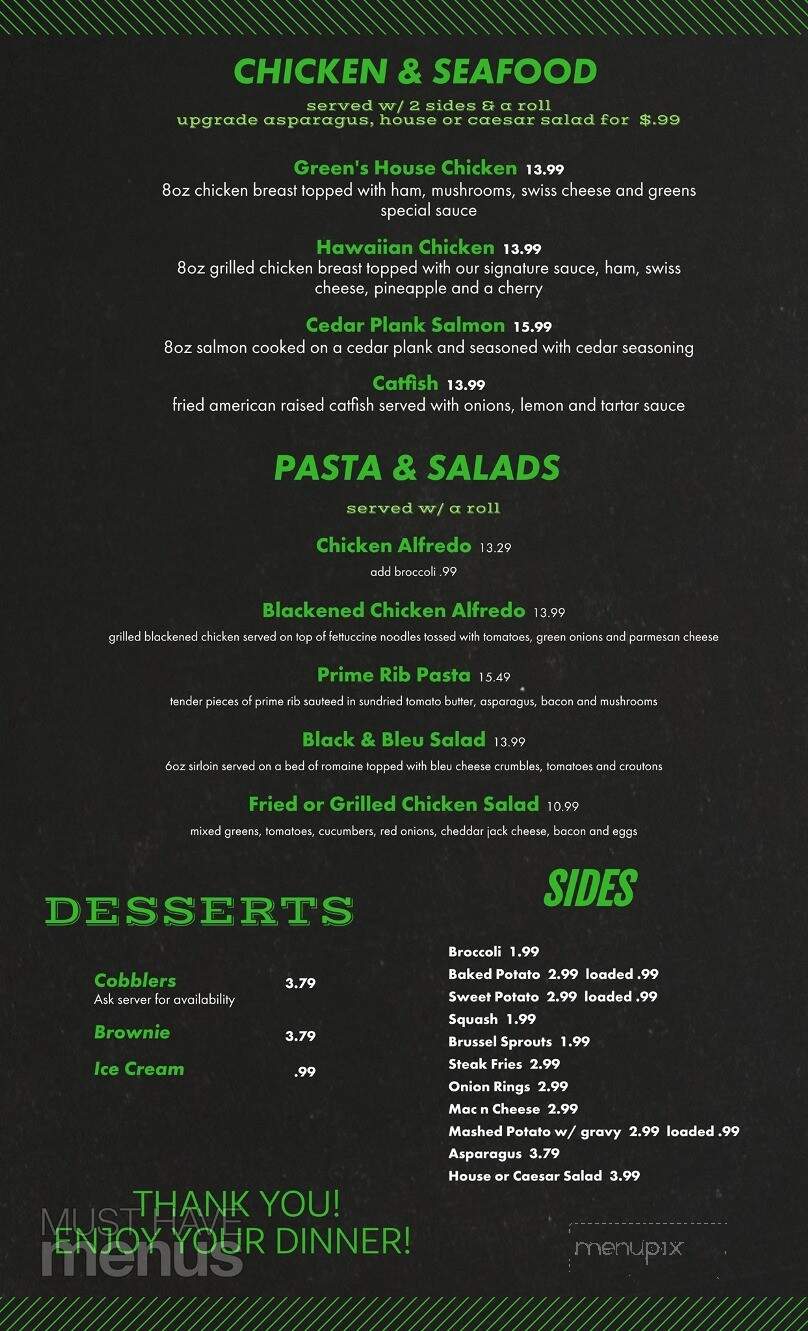 Green's Steakhouse - Madisonville, KY menu_pic
