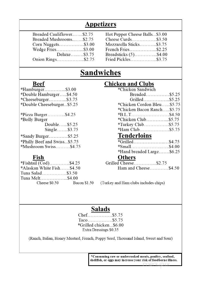 Bolly's Restaurant - New Bremen, OH menu_pic