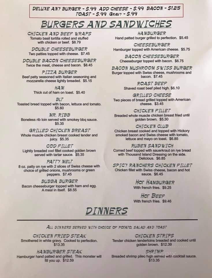 Gregory Lanes - Gregory, SD menu_pic