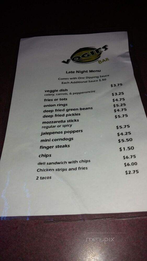 Vogies Bar - Gladstone, OR menu_pic