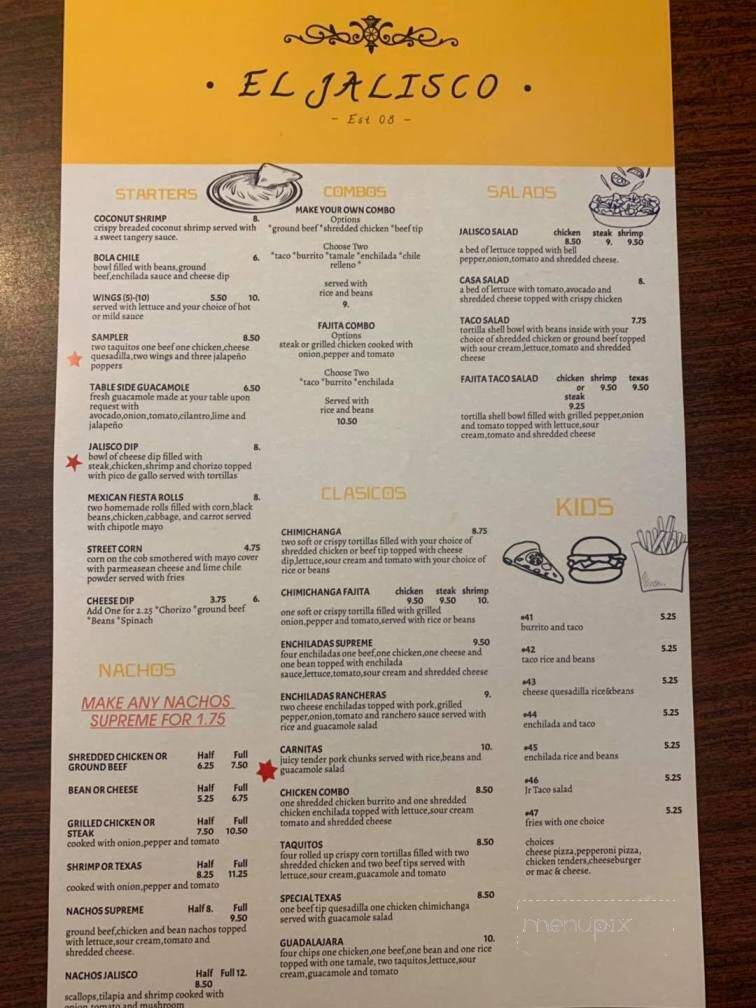El Jalisco - Montgomery, WV menu_pic