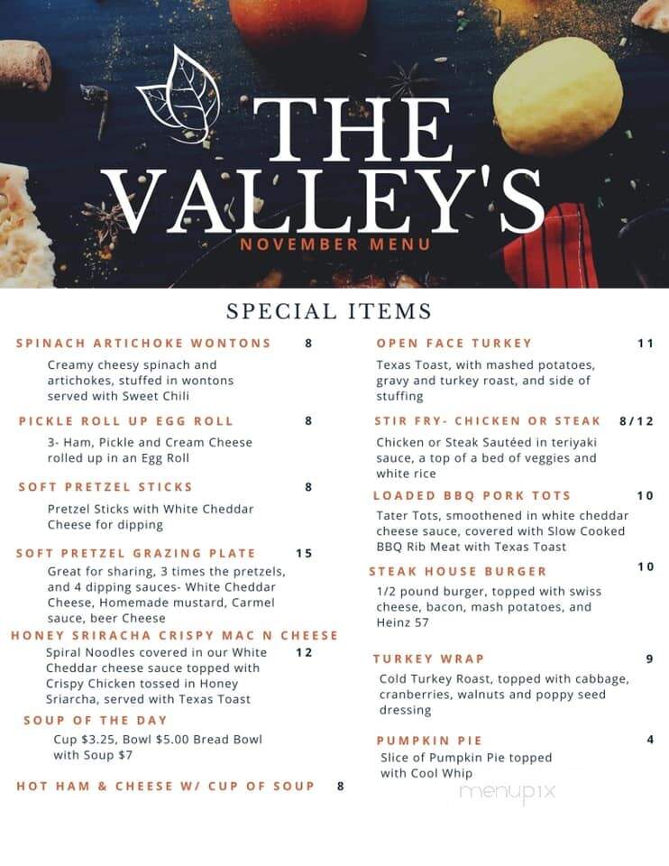 Valley Bar & Grill - Prescott, WI menu_pic