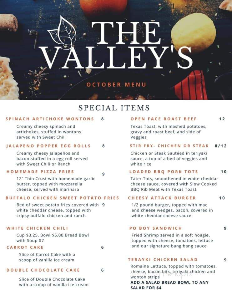 Valley Bar & Grill - Prescott, WI menu_pic