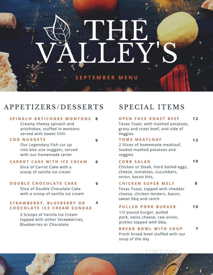 Valley Bar & Grill - Prescott, WI menu_pic