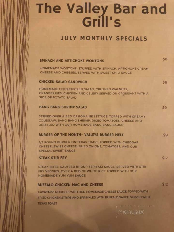Valley Bar & Grill - Prescott, WI menu_pic
