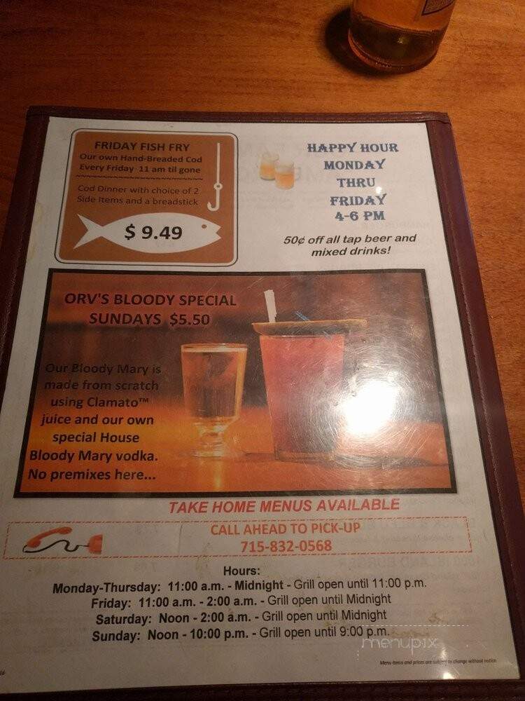 Amber Inn Bar & Grill - Eau Claire, WI menu_pic