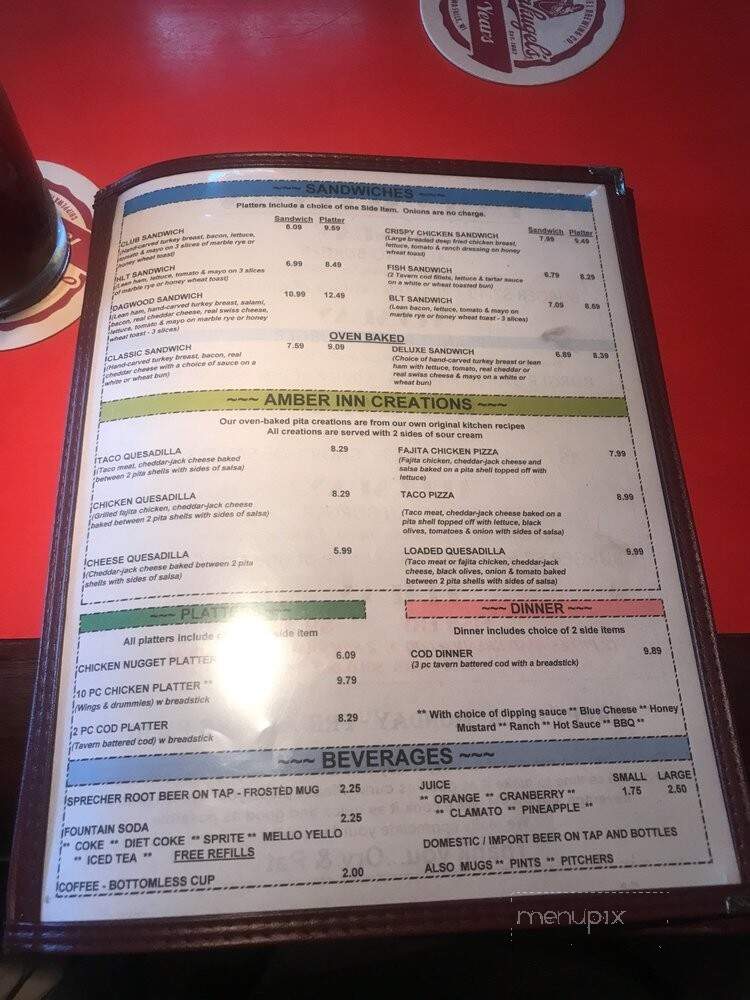 Amber Inn Bar & Grill - Eau Claire, WI menu_pic