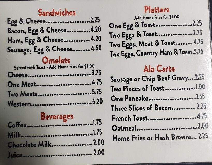 Jim's Tavern - Greencastle, PA menu_pic
