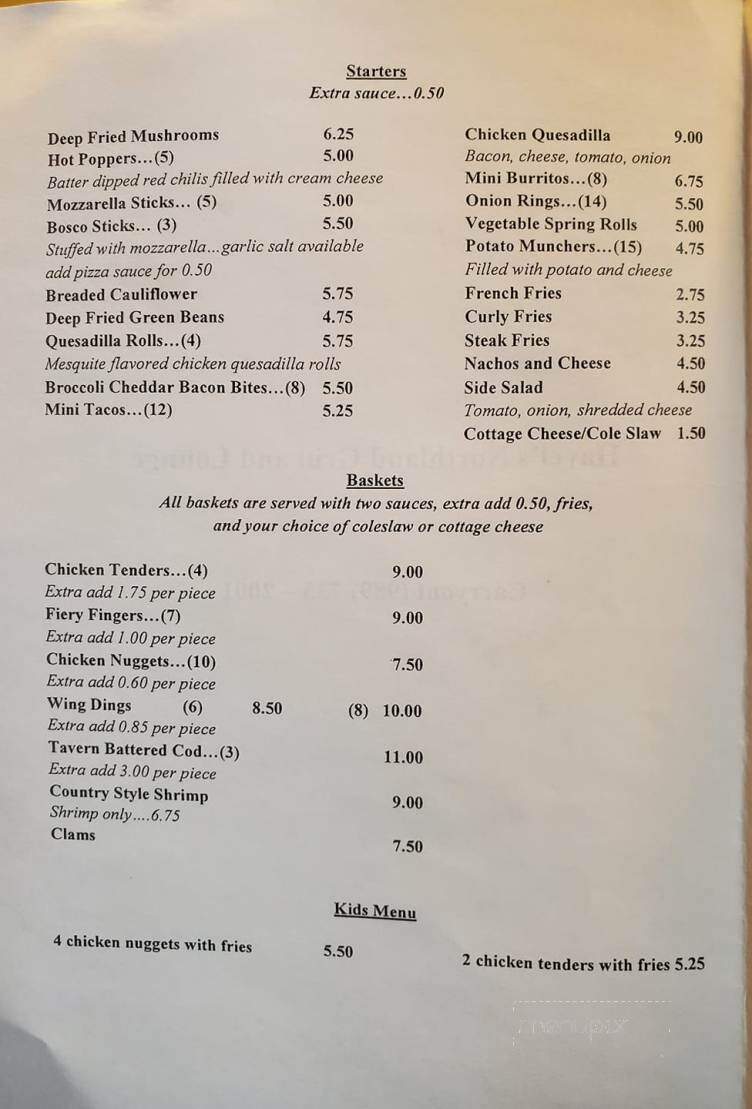 Havel Northland Bar - Onaway, MI menu_pic