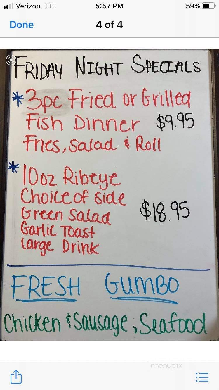 Cormier's Creole Kitchen - Gueydan, LA menu_pic
