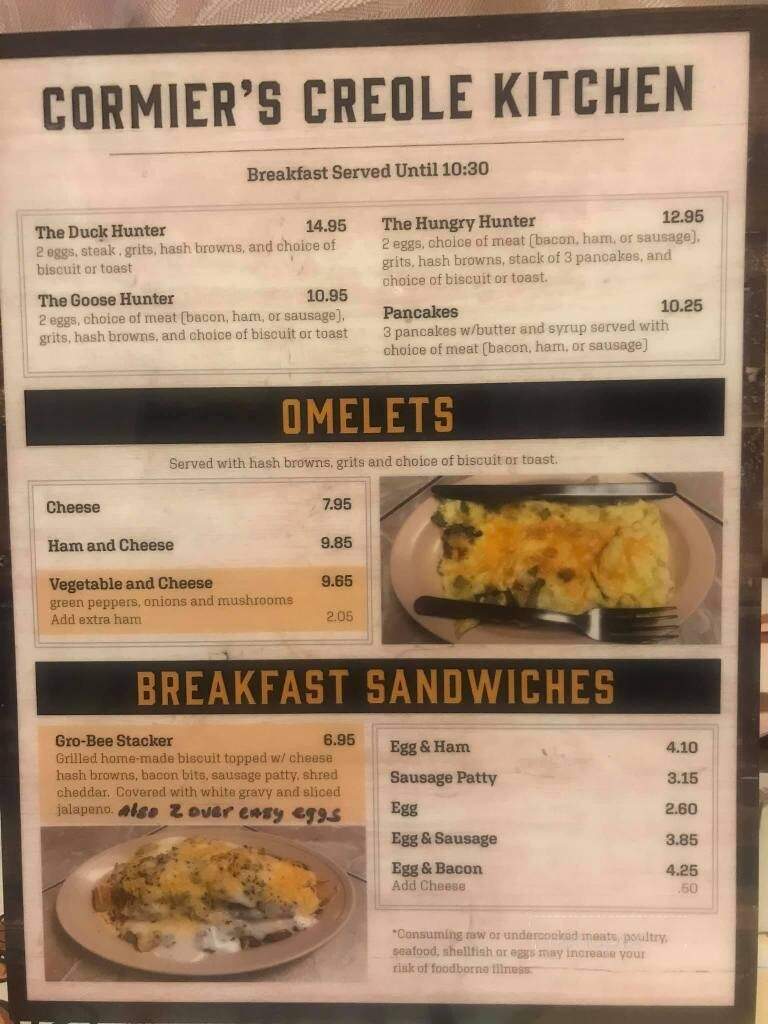 Cormier's Creole Kitchen - Gueydan, LA menu_pic