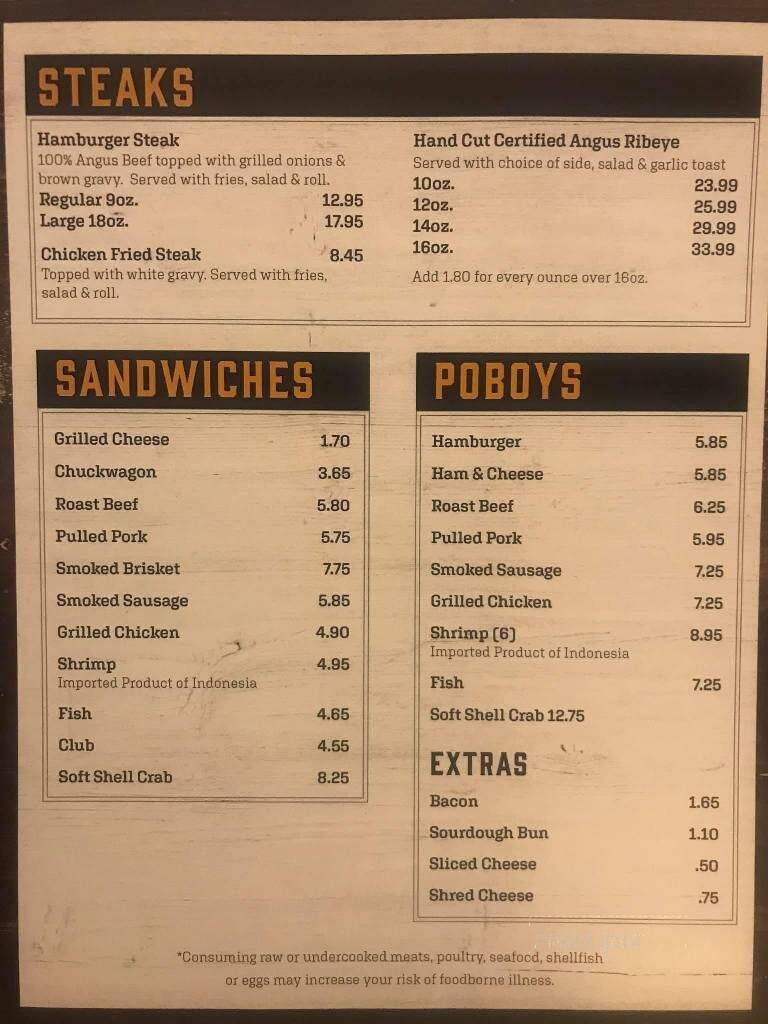 Cormier's Creole Kitchen - Gueydan, LA menu_pic