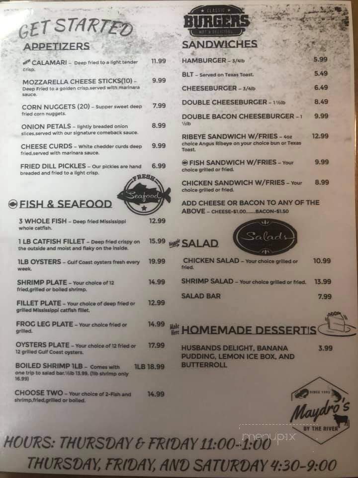 Maydro's Seafood Kitchen - Lena, MS menu_pic