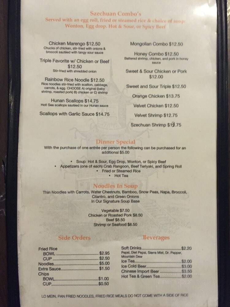Szechuan Chinese Restaurant - Bartlesville, OK menu_pic